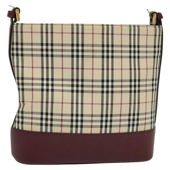 BURBERRY Nova Check Shoulder Bag Canvas Beige Red Auth - Picture 5 of 16